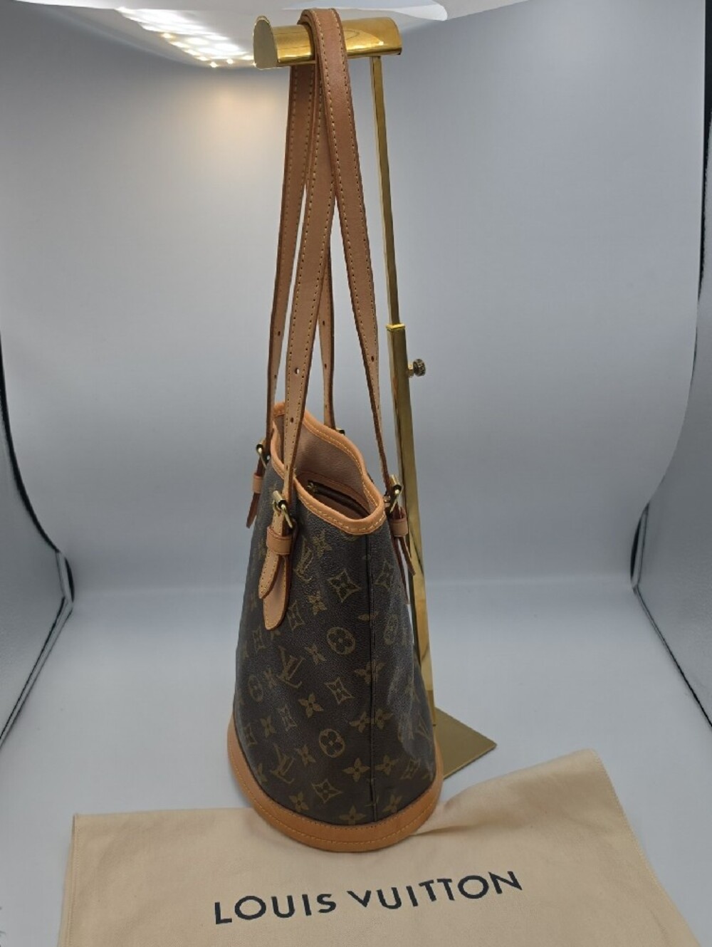 Louis Vuitton Brown Signiture Mono Canvas Petite Shoulder Bucket Bag (EUC)COA✨️ - Picture 8 of 16